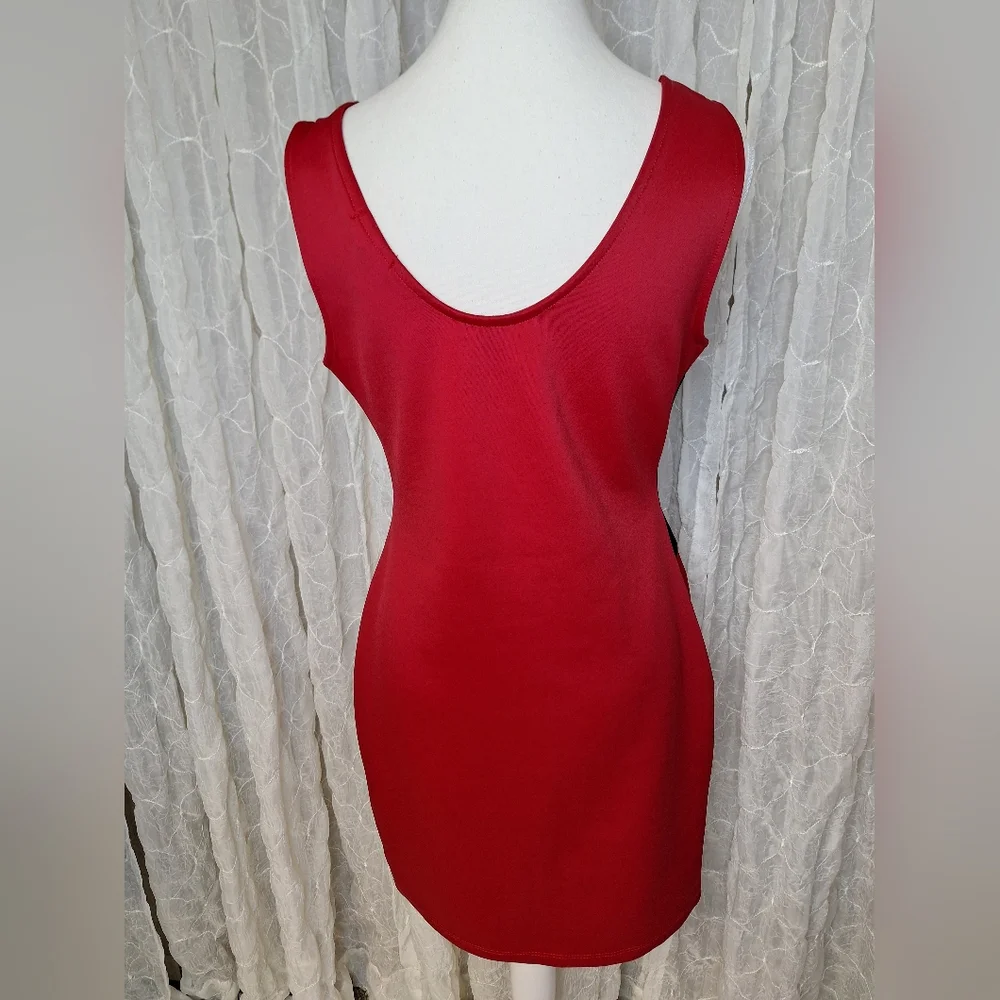 Charlotte Russe Y2K Vintage Red & Black Mesh Cut Out Cocktail Bodycon Mini Dress - Picture 2 of 9